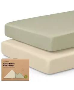 2 простыни на резинке для детской кроватки с аэродинамическим креплением для мальчиков и девочек, стандартные простыни для матраса 52x28, бамбук, вискоза, хлопок Keababies, avocado