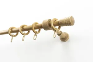 Карниз для штор GARESA "Sandri полный круглый, концевая кнопка Verus", 1 направляющая, желаемая длина, комплект штор из дерева, выдвижной, с кольцами 340 см, цвет buchefarben