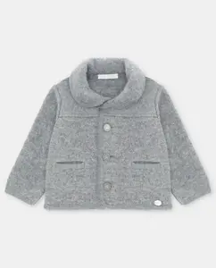 Детское пальто из австрийской ткани с воротником-стойкой серого цвета Martín Aranda