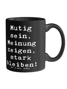 Кружка с надписью Мужество отстаивать свое мнение черного цвета Mr. & Mrs. Panda