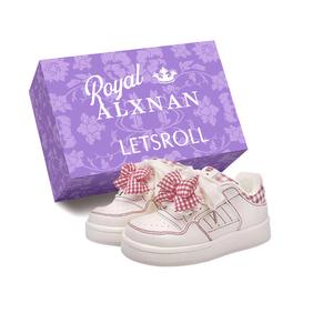 Alxnan Женские низкие скейтерские кроссовки бежево-красные с коробкой, цвет Beige Red+Box