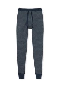 Мужские длинные трусы - оригинальный меланжевый меланж в рубчик, кальсоны, муха SCHIESSER, темно-синий