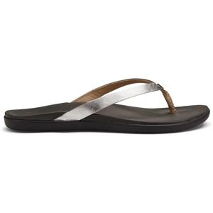 Женские кожаные сандалии Ho'opio OluKai, Silver/Charcoal