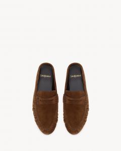 Мюли LE LOAFER из замши Saint Laurent, коричневый