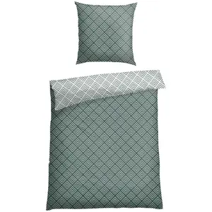 Постельное белье Schiesser «Mabel из мягкого хлопка с абстрактным узором», MADE IN GREEN от OEKO-TEX, темно-зеленый