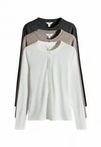 Комплект из 3 футболок-поло с длинным рукавом стандартного кроя. The Set, Black Grey Neutral