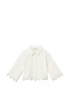 Поплиновая рубашка с кружевом Twinset Kids, белый