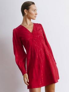 Жаккардовое цветочное сатиновое мини-платье Albaray, Red