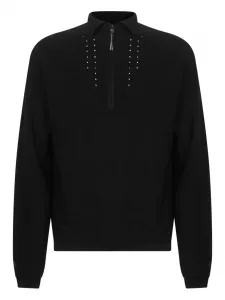 Украшенный свитер с полумолнией ROA, черный