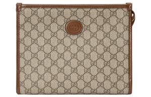 Gucci Мужская косметичка-клатч из холста с кожаной отделкой, цвет черный