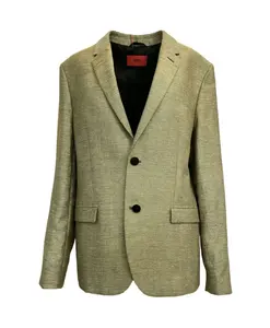 Зеленый блейзер из льняной смеси Hugo, зеленый
