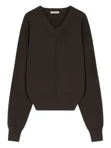 Свитер с V-образным вырезом LEMAIRE, коричневый