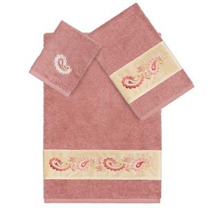 Linum Home Textiles Турецкий хлопок Mackenzie Набор украшенных полотенец из 3 предметов, цвет Tea Rose
