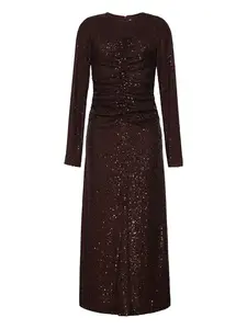 Платье макси Maisy с длинными рукавами и пайетками Cara Cara, коричневый