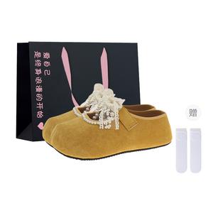 Boldi Kuki Женские противоскользящие тапочки с закрытым носком на резиновой подошве желтые эксклюзивная упаковка с носками, цвет Yellow (Exclusive Box+Socks)