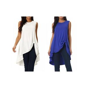 2 упаковки женских туник с асимметричным подолом без рукавов Inspire Chic, Royal Blue White