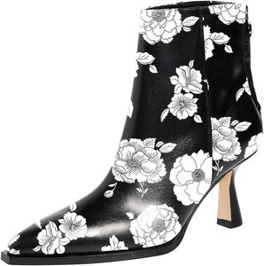 Женские ботильоны FSJ с заостренным носком и невысоким каблуком типа «kitten», из искусственной кожи, с молнией сзади, классические короткие ботинки, базовая офисная обувь, размеры 4-16 US, Floral White