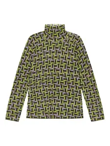 Свитер с принтом и воротником-гольф Maliparmi, зеленый