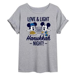 Футболка большого размера с изображением Микки и Минни Маус для младшеклассников, светлая, с Ханукой Disney, серый
