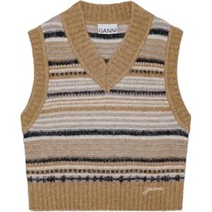 GANNI Полосатый безрукавный джемпер, Tiger's Eye Stone