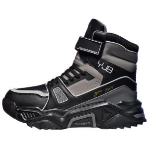Зимние ботинки мужские черный серый Yi Jiabao