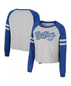Женская укороченная футболка цвета реглан с длинными рукавами Florida Gators I'm Gliding Here, серый цвет Хизер Colosseum