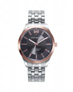 Мужские часы Marais, двухцветный розовый IP-корпус и стальной браслет Mark Maddox, серебряный
