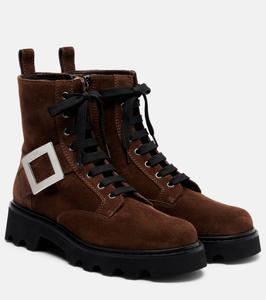 Замшевые ботильоны на шнуровке Roger Vivier, Marrone