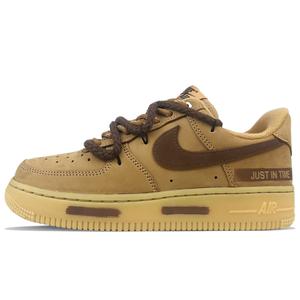 Nike Найк Эйр Форс 1 Антискользящие и износостойкие легкие низкие скейтерские кроссовки унисекс светло-коричневые, цвет Light Brown