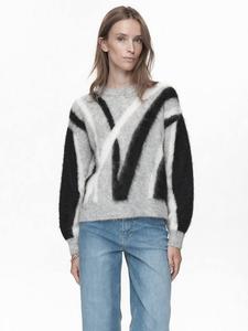 Джемпер Suri Brushstroke из шерсти Numph, Grey/Black/White