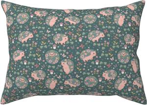 Pevtufa Чехол на подушку с принтом "ежики и цветы" Hedgehogs and Flowers