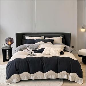 DARSOME Комплект постельного белья хлопковый геометрический клетчатый с покрывалом