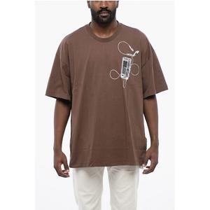 Футболка свободного кроя с круглым вырезом и принтом на спине, макси Off-White, Brown