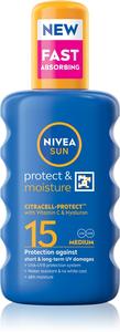 Солнцезащитный спрей с защитой от солнца и увлажнением SPF 15 Nivea, 200 мл