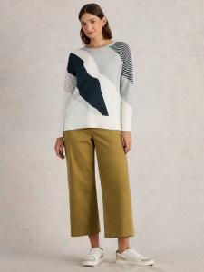 Оливковое аннотация в полоску органический хлопок джемпер смесь White Stuff, цвет Grey/Multi