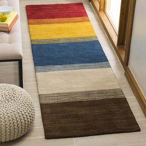 Ковер SAFAVIEH, 69 x 183 см, Himalaya Collection, Orange & Multi, ручной работы из шерсти, идеален для помещений с высокой проходимостью в гостиной, спальне (HIM581A)