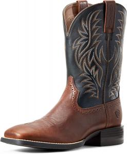 Мужские западные ковбойские сапоги Ariat Sport с широким квадратным носком, Cognac Candy