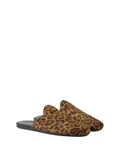 Женские кожаные мюли с леопардовым принтом Prada, бежевый
