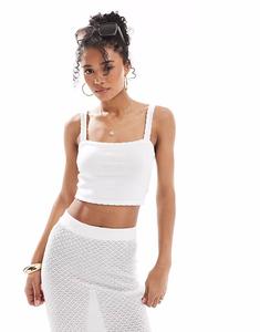 Пляжный трикотажный топ-комбинация с отделкой крючком, белый цвет 4Th & Reckless