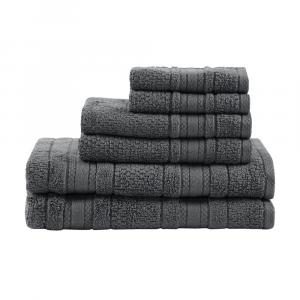 Madison Park Essentials Набор из 6 супермягких быстросохнущих антимикробных хлопковых полотенец Remy из 6 предметов, цвет Dark Gray
