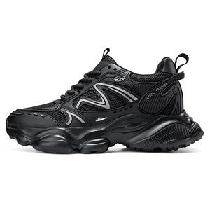 Kuding Мужские черные дышащие легкие низкие кроссовки на платформе с амортизацией для увеличения роста [скрытая платформа 8 см], цвет Black[Hidden Wedge 8 Cm]