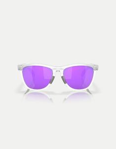Солнцезащитные очки Oakley Frogskins круглой оправы с фиолетовыми зеркальными линзами в матово-прозрачном исполнении