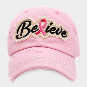 FASHNZFAB Винтажная бейсболка с надписью "Believe Message" и розовой лентой
