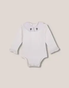 Детское бодик с вышивкой на горловине Gocco, белый