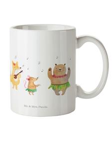 Детская кружка с лесными животными и рисунком Алоха, без слогана, белого цвета. Mr. & Mrs. Panda