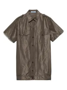 Топ с короткими рукавами и карманами Prada, зеленый