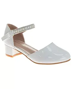 Туфли для девочек на низком каблуке с камнями Laura Ashley, белый