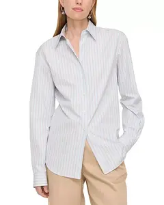 Приталенная льняная рубашка с зауженной талией Lafayette 148 New York, синий