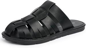 Мужские сандалии для рыбалки Alpine Swiss Marlin, Летние стильные слайды из веганской кожи, Водостойкие, противоскользящие пляжные туфли, Плоские сандалии для дома и улицы, черный