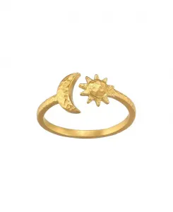 Регулируемое кольцо с подсветкой в виде луны и солнца Satya Jewelry, gold